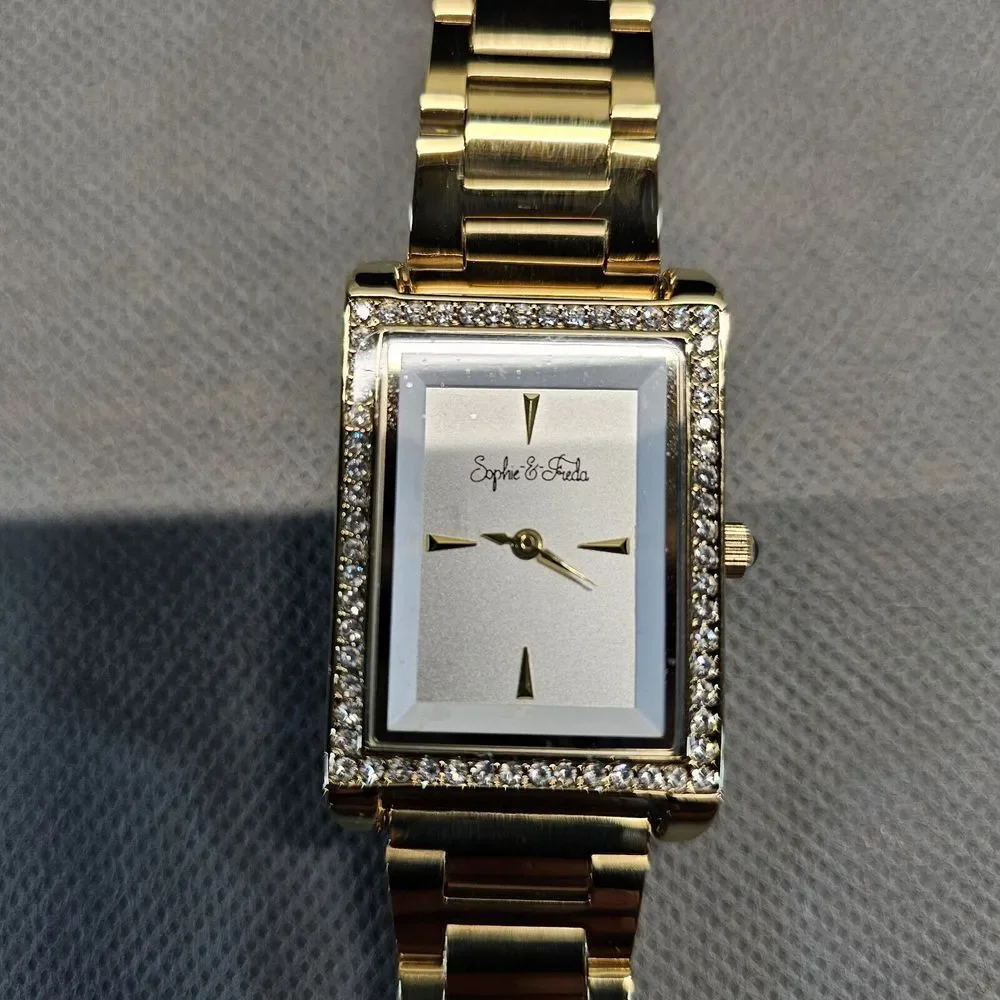 SOPHIE AND FREDA Wilmington Quartz w/Swarovski Crystal Silver‎ Dial Ladies Watch